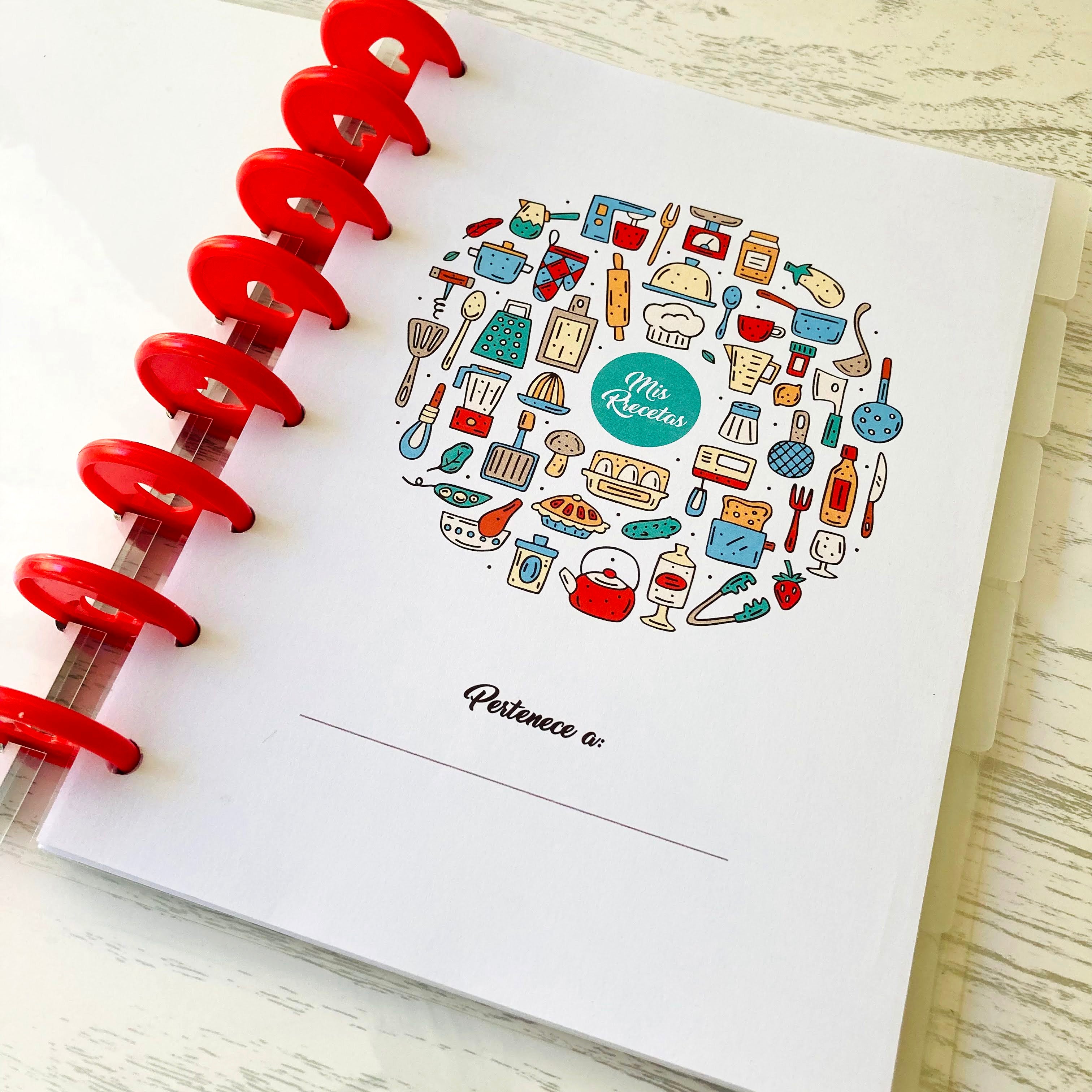 Box Recetas: Recetario, Menú Semanal, Stickers, Separadores y Bolsa